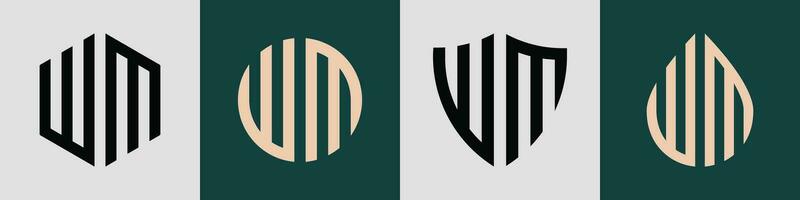 kreativ enkel första brev wm logotyp mönster bunt. vektor