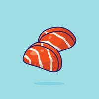 lax sashimi mat flytande enkel tecknad serie vektor illustration mat begrepp ikon isolerat