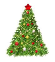 Frohe Weihnachten und Neujahr Hintergrund mit Weihnachtsbaum. Vektor-Illustration