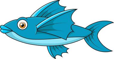 söt flygande fisk tecknad serie på vit bakgrund vektor