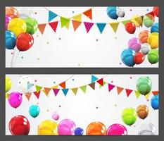 fest bakgrund baner med flaggor och ballonger vektorillustration vektor