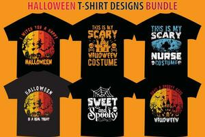 halloween t skjorta design bunt vektor