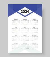 2024 Mauer Kalender Vorlage einer Seite Design, Woche Start Sonntag, einfach Vertikale Kalender Design Vorlage. Mauer Kalender im ein minimalistisch Stil. korporativ Design Planer Vorlage vektor