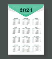 2024 Mauer Kalender Vorlage einer Seite Design, Woche Start Sonntag, einfach Vertikale Kalender Design Vorlage. Mauer Kalender im ein minimalistisch Stil vektor