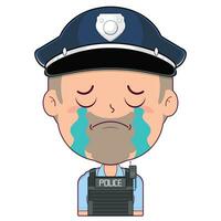 Polizist Weinen und erschrocken Gesicht Karikatur süß vektor