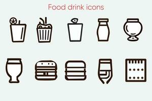 uppsättning av mat och dryck ikoner i vektor formatera