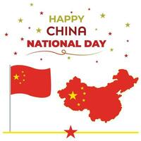 vektor illustration av människors republik av Kina nationell dag, flagga, hälsning kort och baner design
