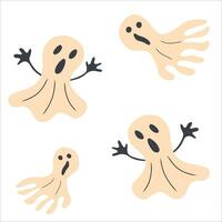 halloween uppsättning med spöken. vektor isolerat illustrationer i tecknad serie stil