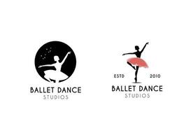 människor spelar balett logotyp design. balett studior logotyp vektor