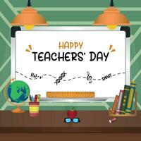 social media mall Lycklig lärares dag med klassrum teman illustration v5 vektor