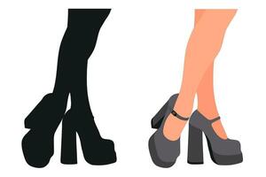 oärlig bild av de silhuett av kvinnor skor. skor stiletter, hög hälar vektor