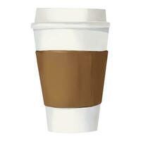 vit kaffe papper kopp med brun kartong märka isolerat hand dragen vattenfärg målning illustration vektor