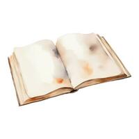 öppnad årgång gammal bok perspektiv se isolerat hand dragen vattenfärg målning illustration vektor