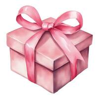 rosa pris- låda eller röd gåva låda isolerat hand dragen vattenfärg målning illustration vektor