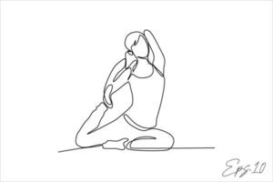 vektor illustration kontinuerlig linje av yoga sport kvinna