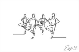 vektor illustration kontinuerlig linje av gymnastiska sport kvinna