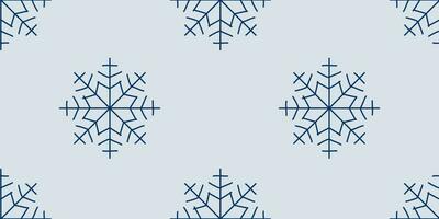 Weihnachten nahtlos Muster mit Schneeflocken. Winter eben Vektor Illustration zum Urlaub Dekoration, Verpackung Papier Vorlage, saisonal Banner. Design Kunst endlos Hintergrund mit Schneefall auf Blau.