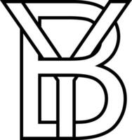 Logo Zeichen von, yb Symbol Zeichen zwei interlaced Briefe B, y vektor