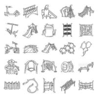 Spielplatz Kinder, Spielen, Kinder, Kindergarten. handgezeichnete Icon-Set, Umriss schwarz, Doodle-Symbol, Vektor-Symbol vektor