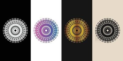 Mandala dekoratives und dekoratives Schwarz in weißer und goldener abstrakter bunter Designkollektion vektor