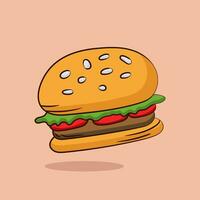 Burger Symbol mit lange Schatten eben Stil Vektor Illustration.