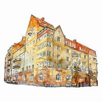 solna Schweden Aquarell Hand gezeichnet Illustration isoliert auf Weiß Hintergrund vektor