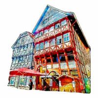 Fritzlar Deutschland Aquarell Hand gezeichnet Illustration isoliert auf Weiß Hintergrund vektor