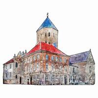 Paderborn Deutschland Aquarell Hand gezeichnet Illustration isoliert auf Weiß Hintergrund vektor