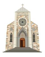 kristen katolik kyrka. byggnad av gotik katedral. religiös arkitektur exteriör. vektor isolerat illustration