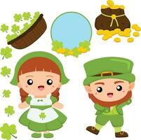 st Patrick Feier Party National Urlaub Karikatur Illustration Vektor Clip Art Aufkleber