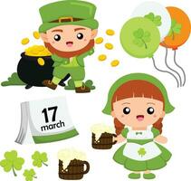 st Patrick Feier Party National Urlaub Karikatur Illustration Vektor Clip Art Aufkleber