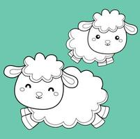 süß Schaf Bauernhof Tier Karikatur Digital Briefmarke Gliederung vektor