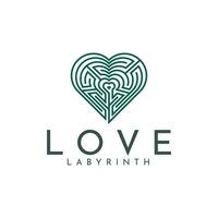 kärlek labyrint logotyp vektor. enkel, minimal och modern. vektor