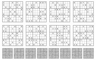 sudoku spel uppsättning med svarar. enkel vektor design