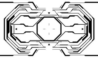 hud Sci-Fi Schnittstelle Bildschirm Aussicht schwarz Achteck geometrisch auf Weiß Design virtuell Wirklichkeit futuristisch Technologie kreativ Anzeige Vektor