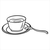 Kaffee in einer Tasse. Kaffee mit Milch in einer Tasse. Cafe. ein Restaurant. Cartoon-Stil. vektor
