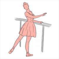 Ballerina in Kleid und Spitzenschuhen. Linienstil. Tänzer. vektor