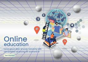 Online-Bildung Online-Wedsite-Design auf abstraktem Hintergrund vektor