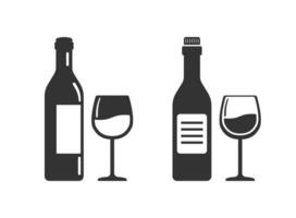 Wein Flasche mit Glas Symbol im eben Stil. Alkohol trinken Vektor Illustration auf isoliert Hintergrund. Champagner Getränk Zeichen Geschäft Konzept.