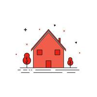 byggnad hus tecknad serie stil vektor illustration. röd Färg.