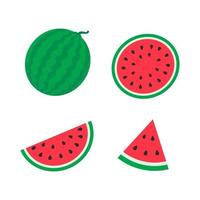 Wassermelonen-Vektor. rote Früchte in Stücke geschnitten mit Kernen darin erfrischende Nahrung im Sommer vektor