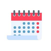 Kalendersymbol. ein roter Kalender zur Erinnerung an Termine und wichtige Feste im Jahr.