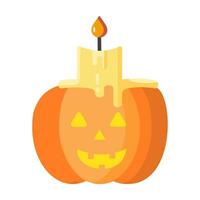 ljus pumpa, halloween dekoration på vit bakgrund, glad halloween dekoration element, vektor illustration