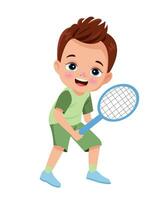 Vektor Illustration von Kinder spielen Tennis