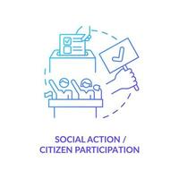 sociala åtgärder och medborgardeltagande ikon. gemenskap förändring abstrakt idé tunn linje illustration. livförbättring och lösning av problem. vektor isolerad kontur färg ritning