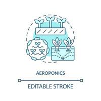 2d redigerbar aeroponics ikon representerar vertikal jordbruk och hydroponik begrepp, isolerat vektor, tunn linje illustration. vektor