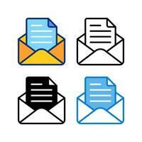 e-post ikon i 4 stil platt, linje, glyf och duotone vektor