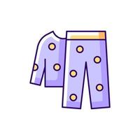 Fleece-Pyjamas lila RGB-Farbsymbol. Kinder Nachtwäsche. frauen nachtwäsche. Männer Nachtwäsche. bequeme Loungewear. isolierte Vektor-Illustration. bequeme Homewear und Nachtwäsche einfache gefüllte Strichzeichnung vektor