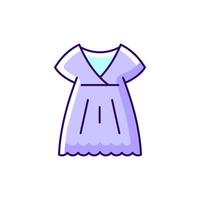 Nachthemd lila RGB-Farbsymbol. langes Kleid. luxuriöse Damenbekleidung. Outfit für Mädchen. Seide tragen. isolierte Vektor-Illustration. bequeme Homewear und Nachtwäsche einfache gefüllte Strichzeichnung vektor