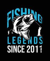 2011 eftersom fiske legends tshirt design vektor illustration eller affisch